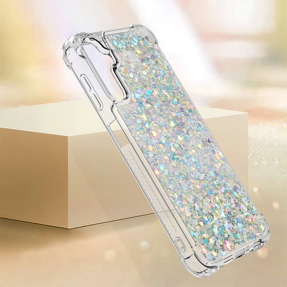 Glitter Powder TPU Cover Samsung Galaxy A14 sølv