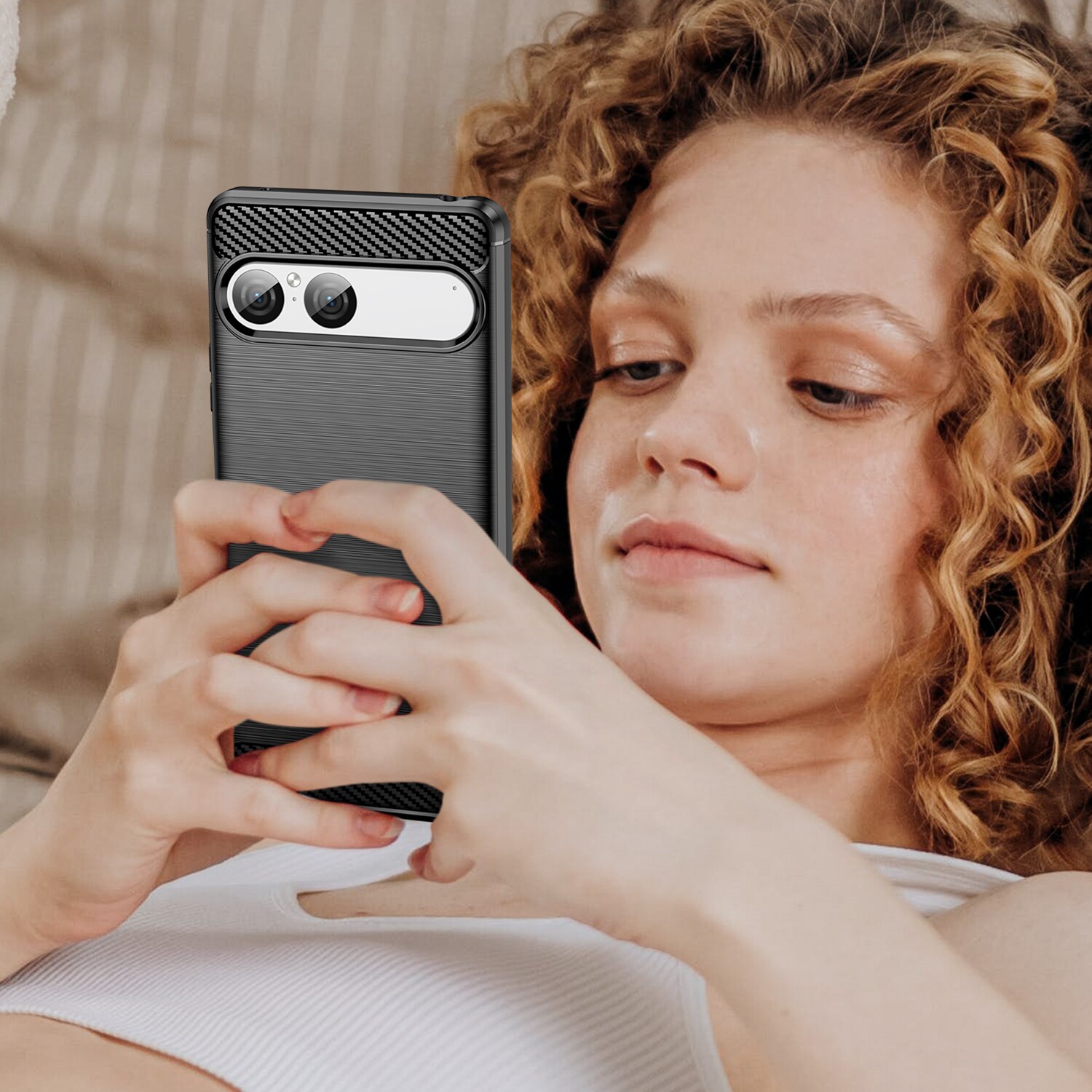 Sony Xperia 10 VII Cover TPU Brushed Sort