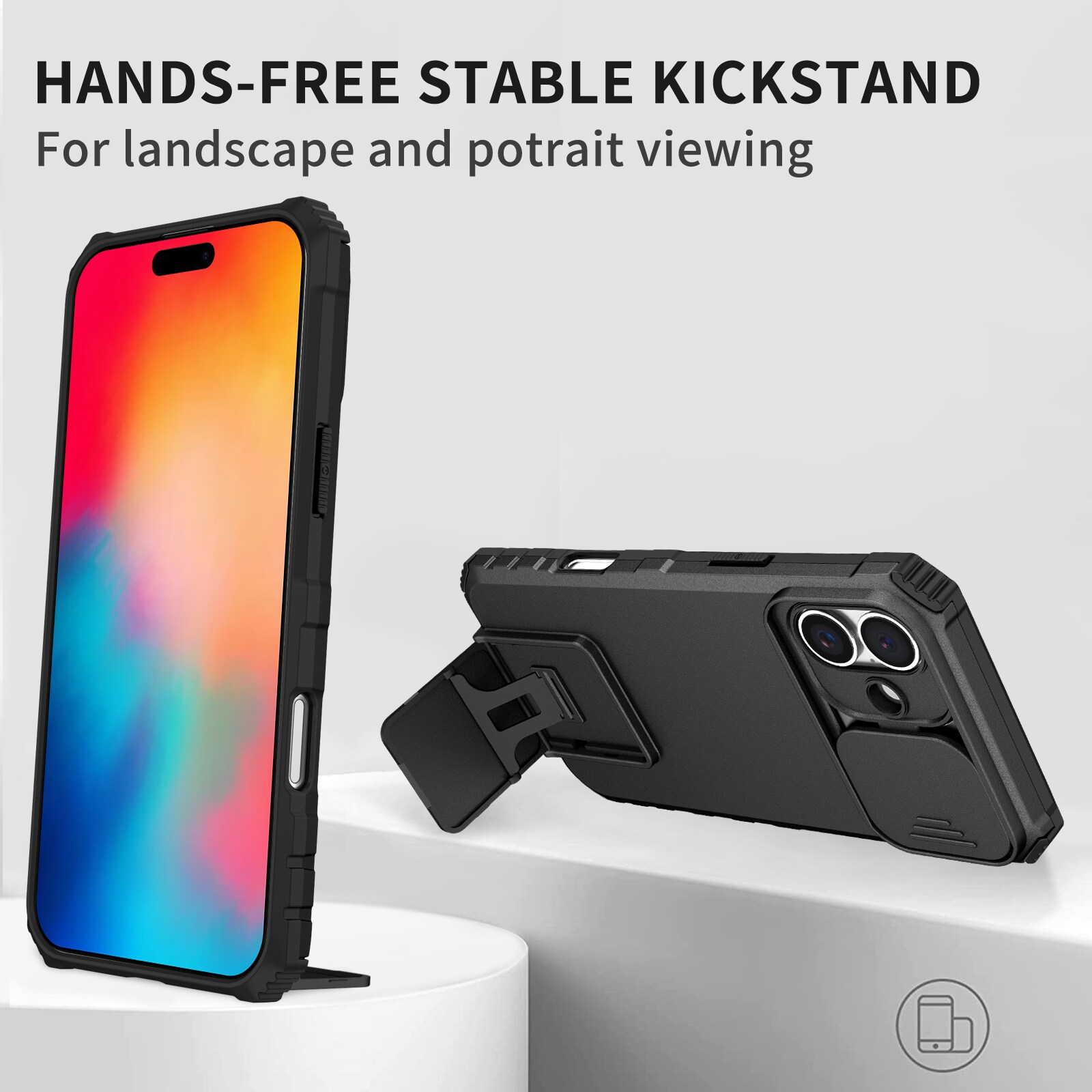 iPhone 17 Kickstand Cover kamerabeskyttelse Sort