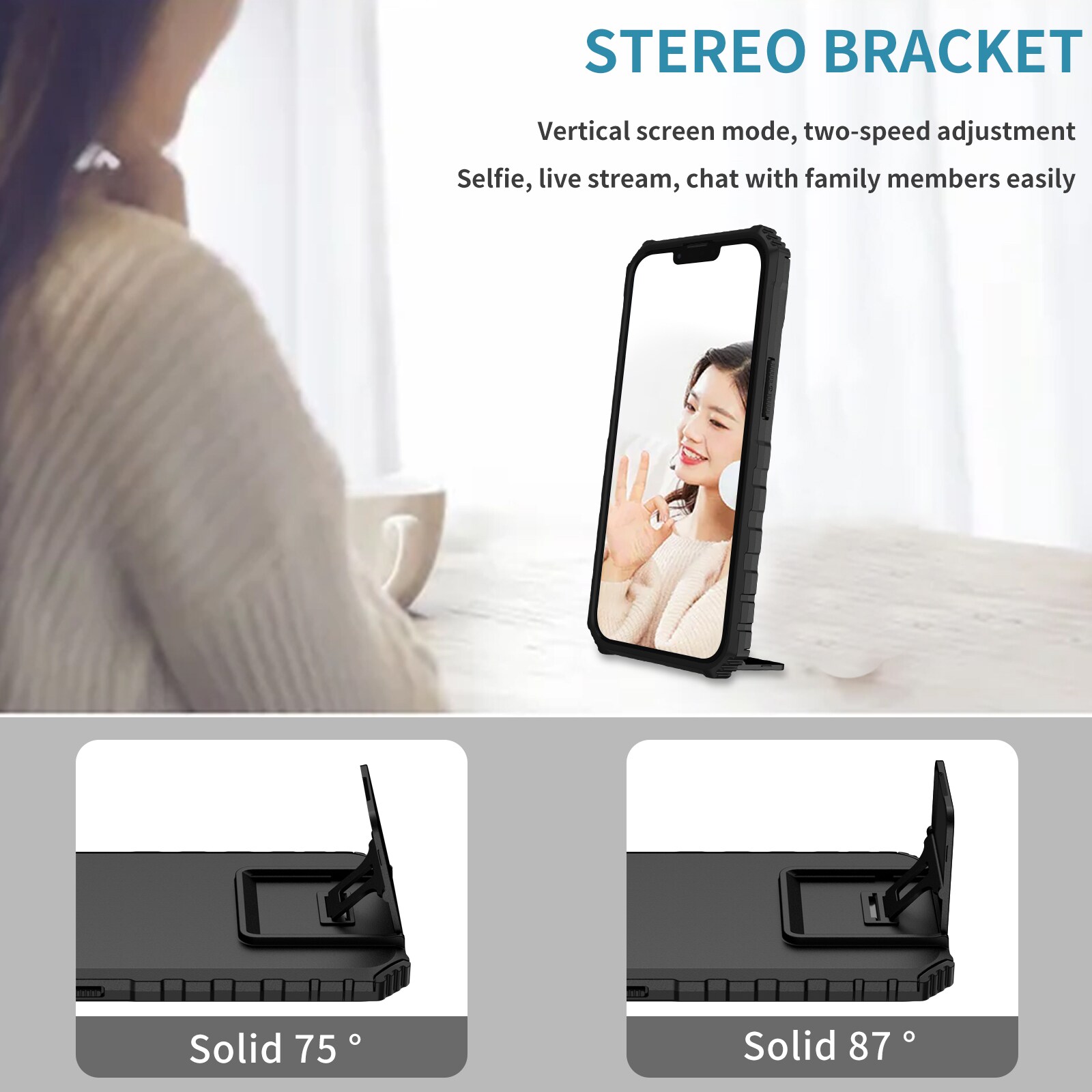 iPhone 17 Kickstand Cover kamerabeskyttelse Sort