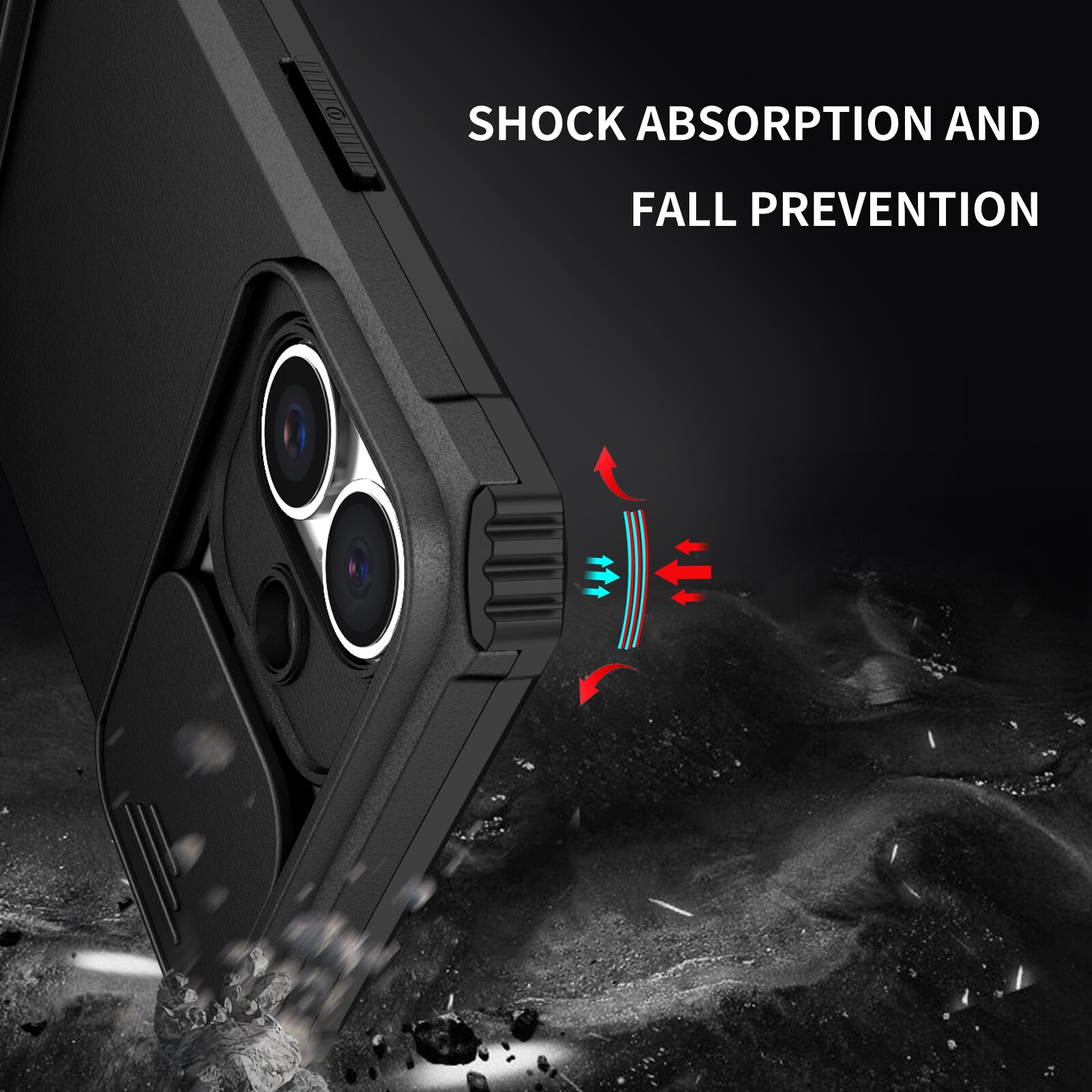 iPhone 17 Kickstand Cover kamerabeskyttelse Sort