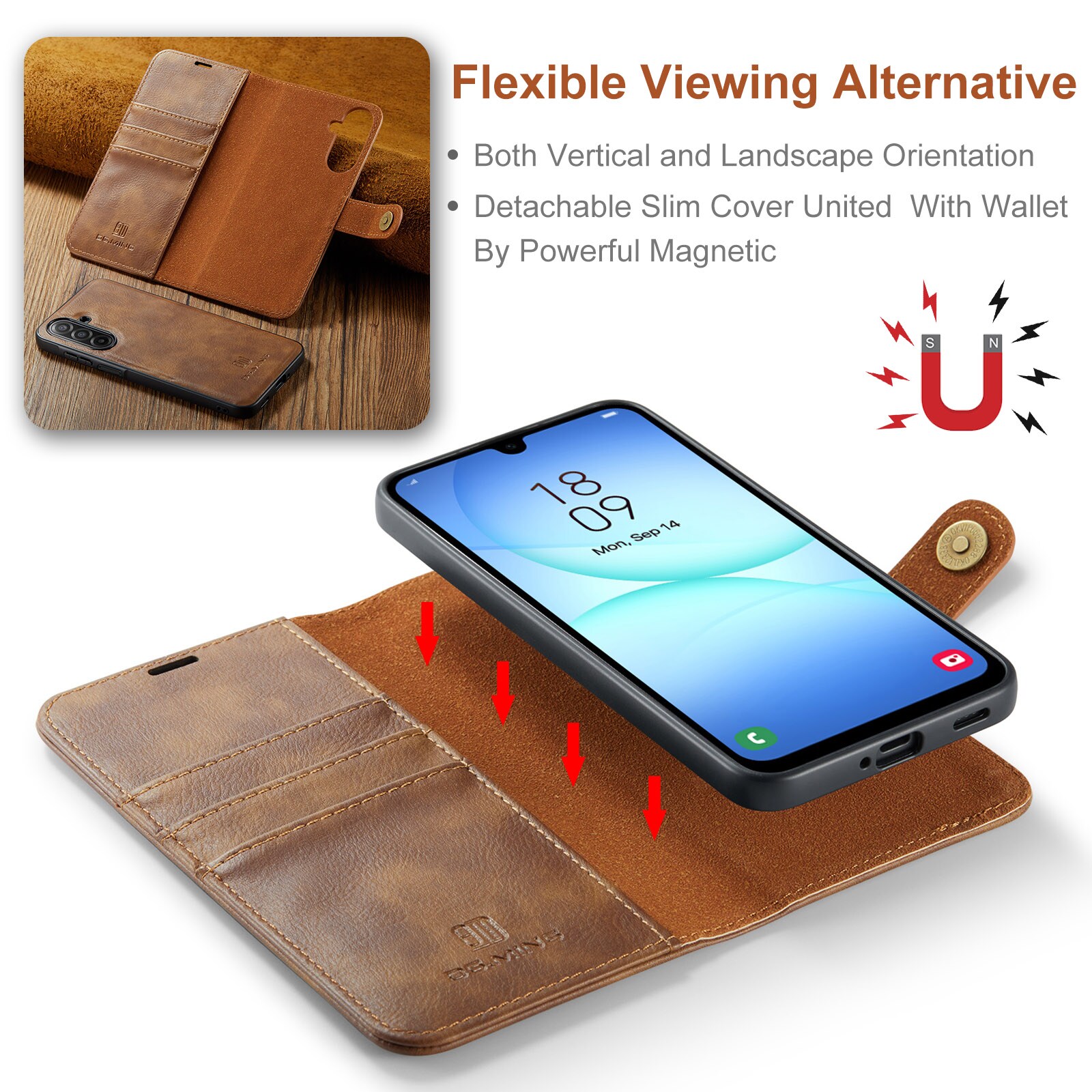 Magnet Wallet Samsung Galaxy A17 Cognac