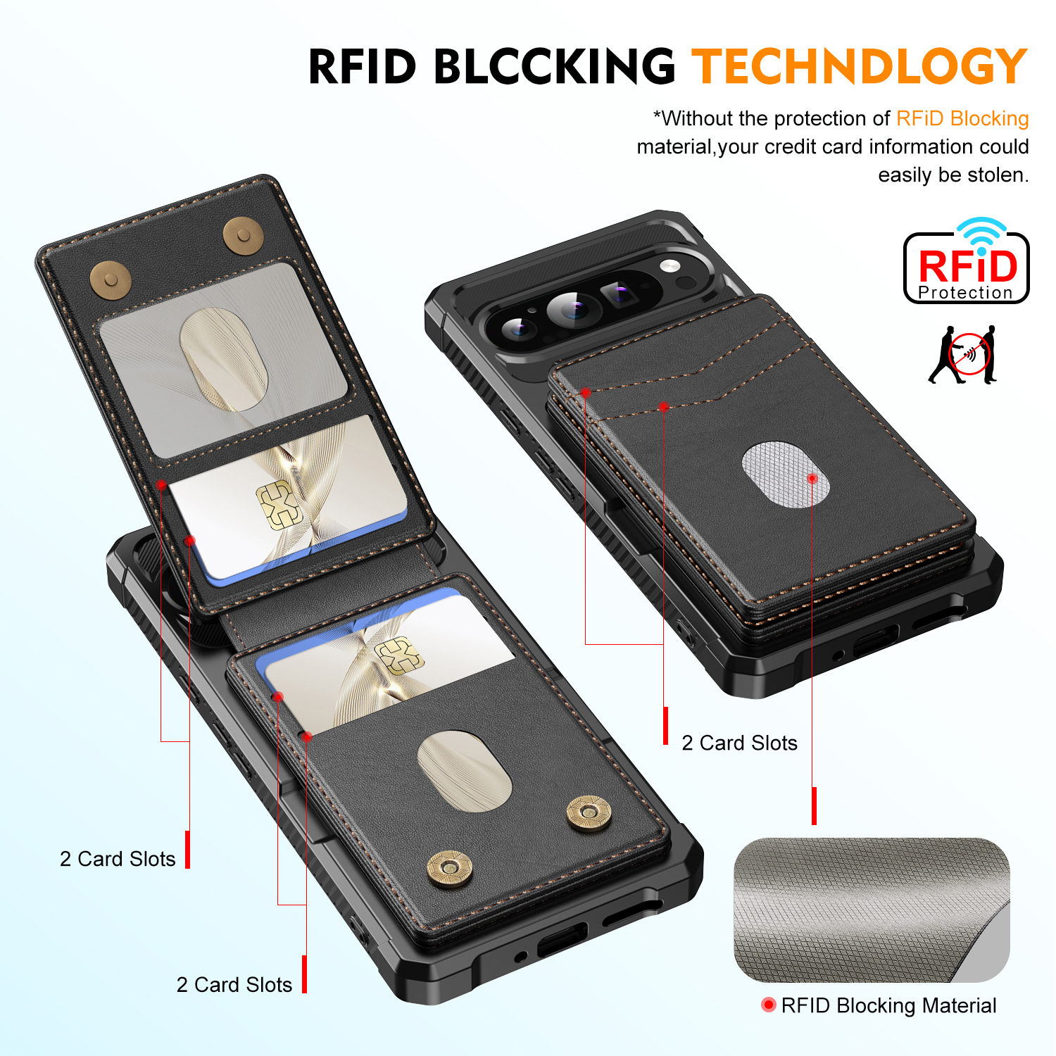 Magnetisk cover med kortholder Google Pixel 10 Sort