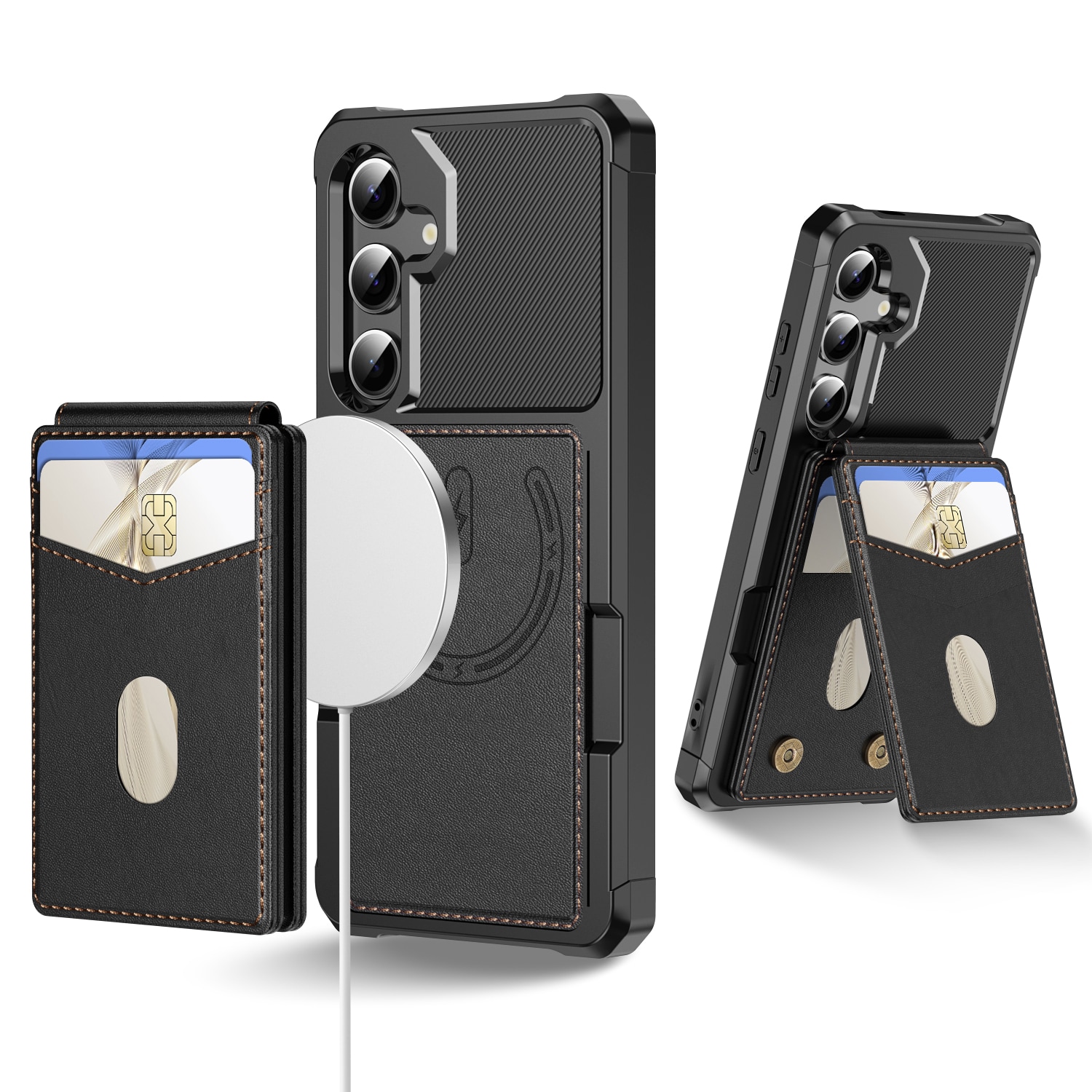 Magnetisk cover med kortholder Samsung Galaxy S25 Sort