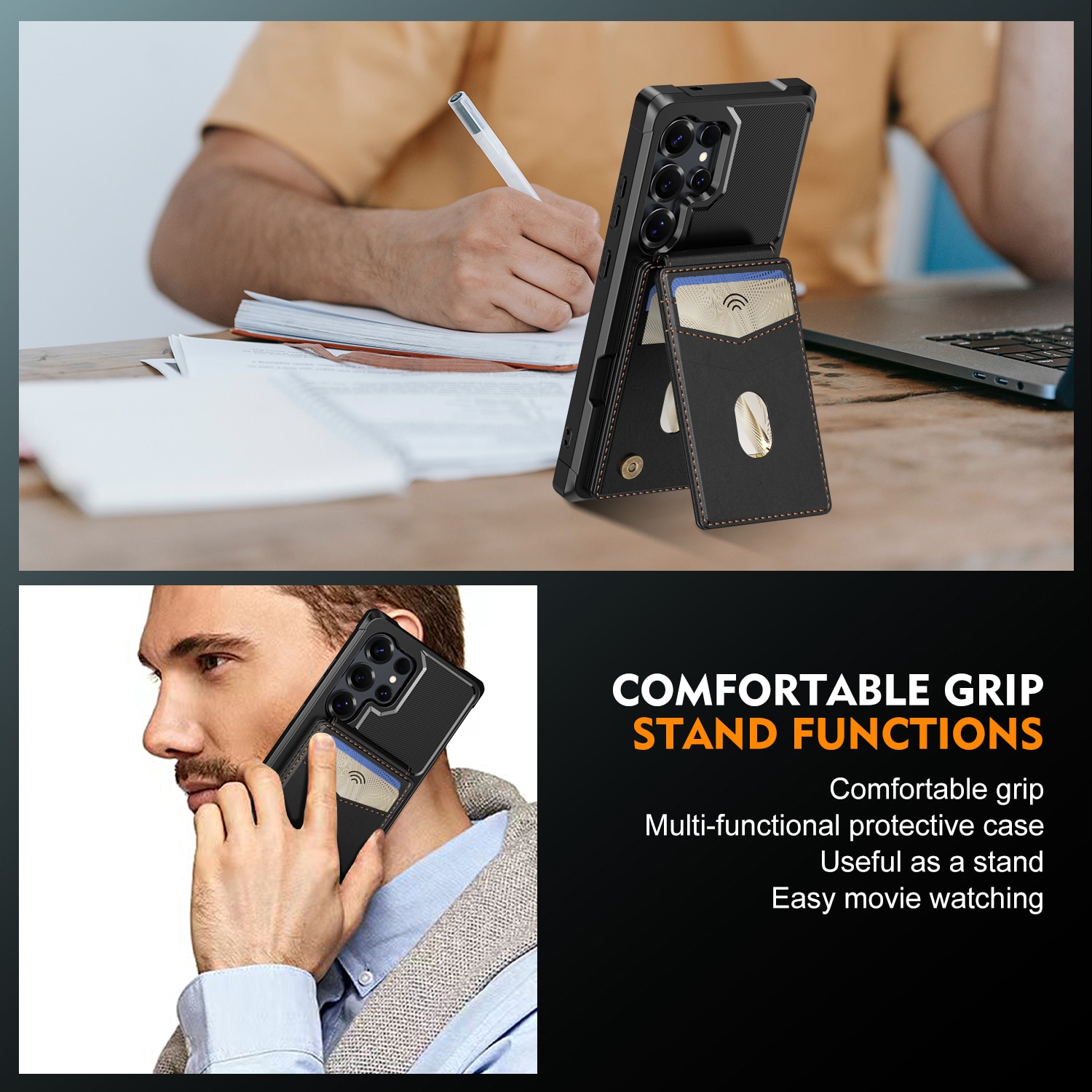 Magnetisk cover med kortholder Samsung Galaxy S25 Ultra Sort