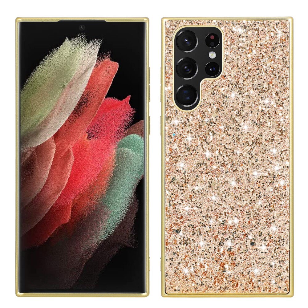 Glittercover Samsung Galaxy S23 Ultra guld