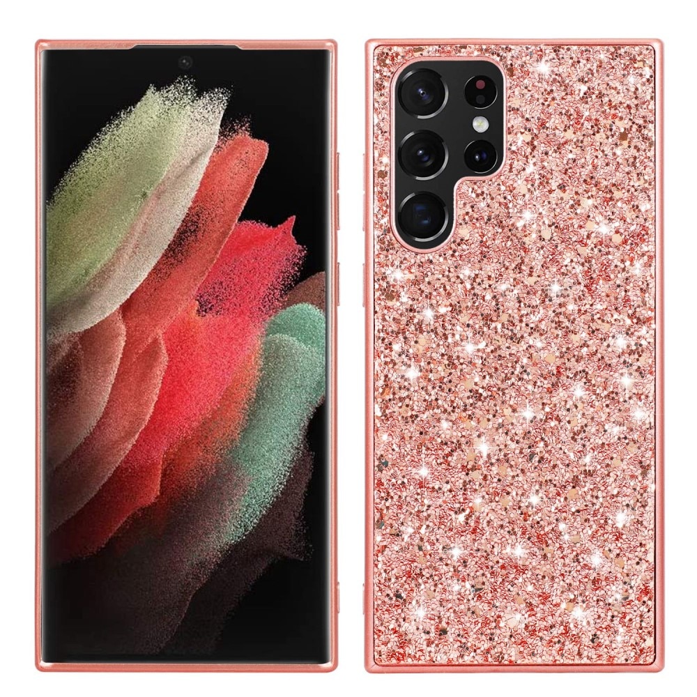 Glittercover Samsung Galaxy S23 Ultra rose guld