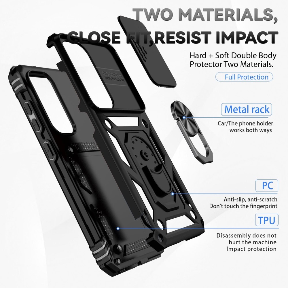 Hybridcover Ring + Kamerabeskyttelse Samsung Galaxy S23 Plus Sort