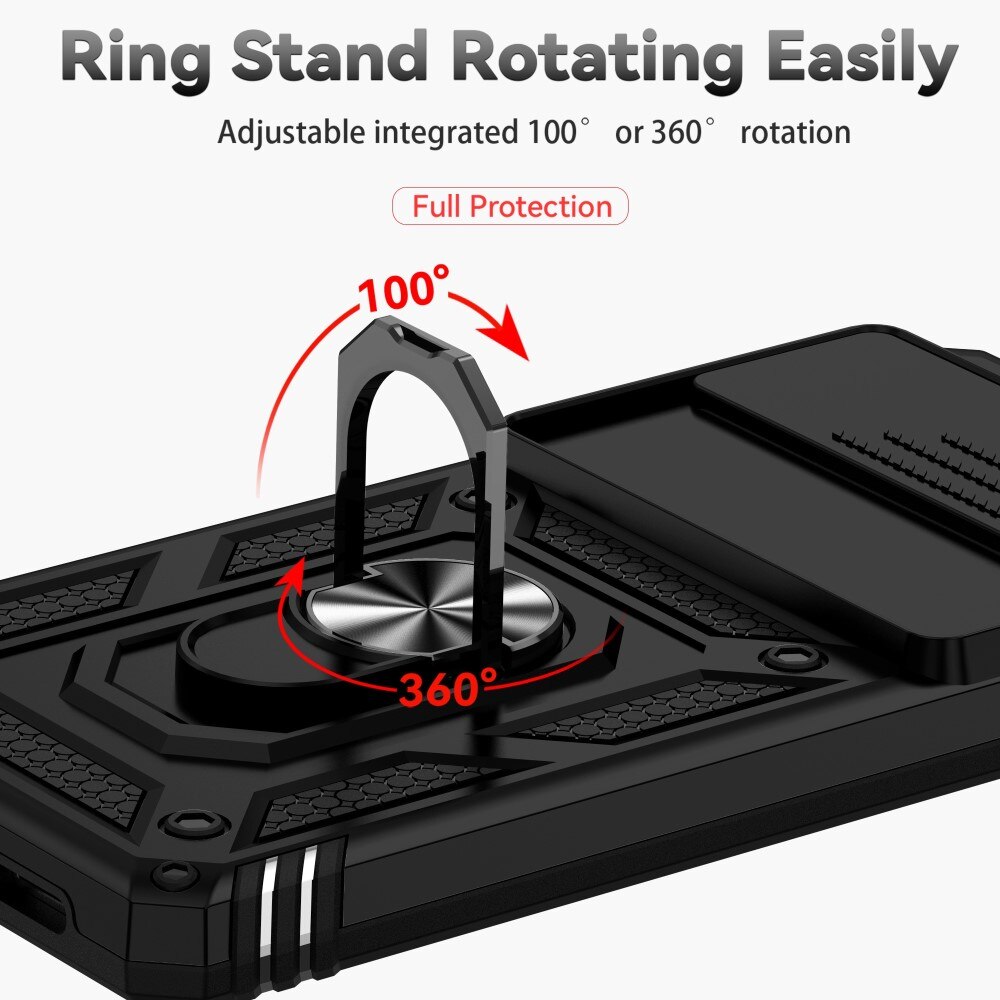 Hybridcover Tech Ring+Kamerabeskyttelse Google Pixel 7a sort