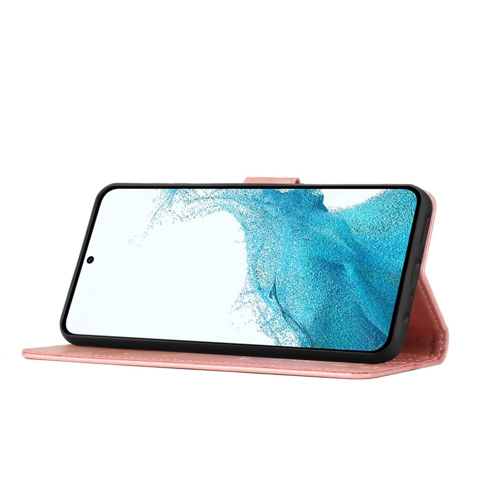 Læderetui Sommerfugle Samsung Galaxy S23 rosaguld