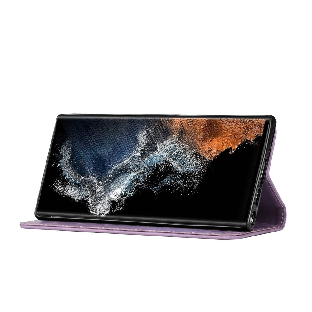 Læderetui Sommerfugle Samsung Galaxy S23 Ultra Lilla