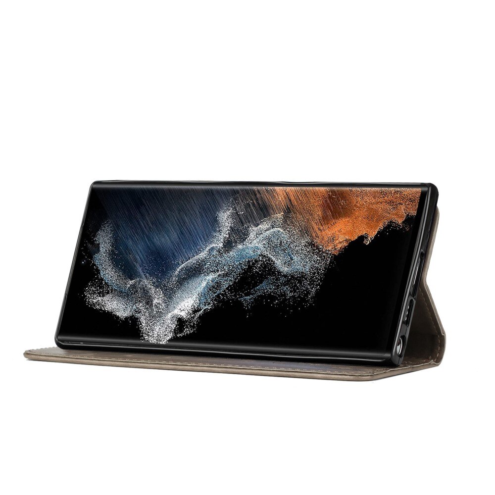Læderetui Sommerfugle Samsung Galaxy S23 Ultra Grå