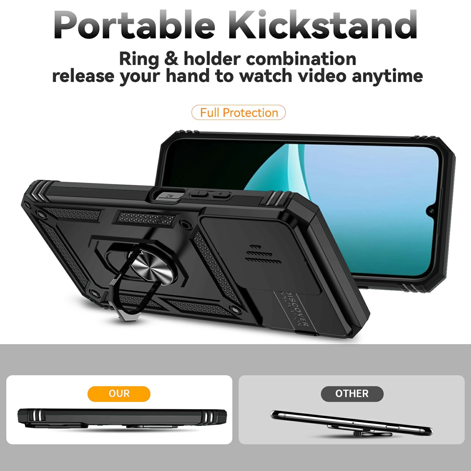 Hybridcover Ring + Kamerabeskyttelse Xiaomi Redmi 15C Sort