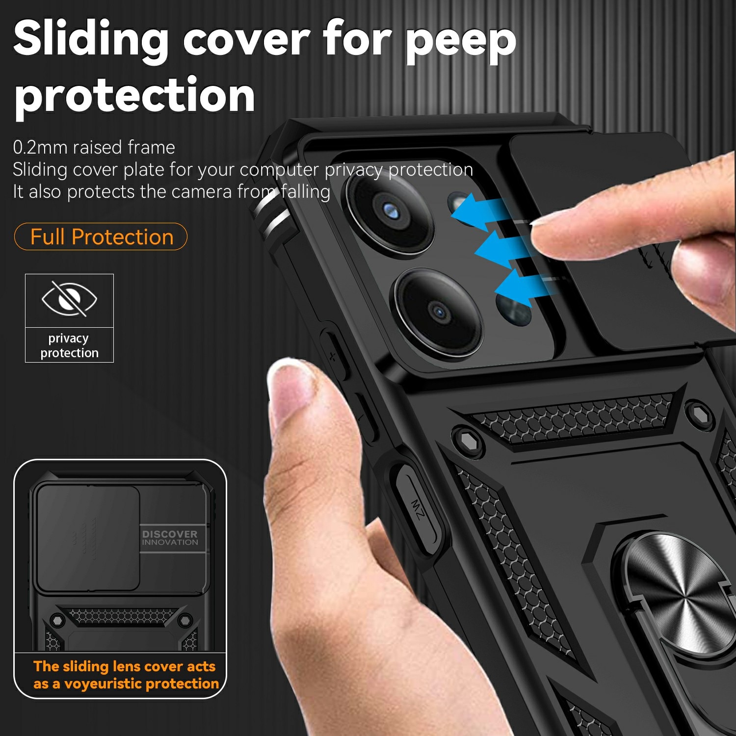 Hybridcover Ring + Kamerabeskyttelse Xiaomi Redmi 15C Sort