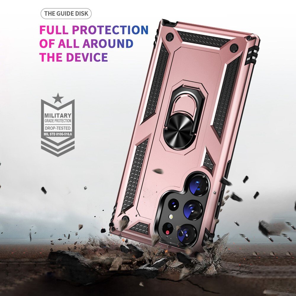 Hybridcover Tech Ring Samsung Galaxy S23 Ultra rose guld