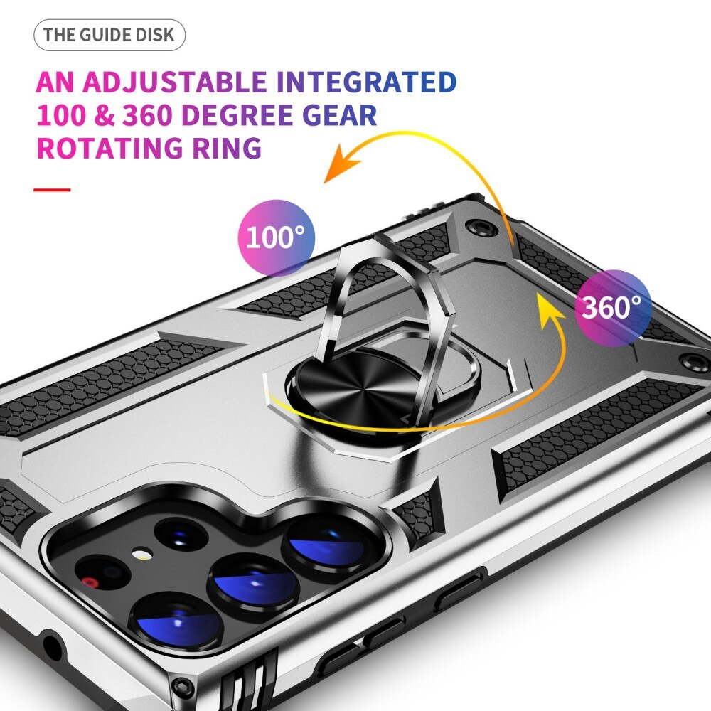 Hybridcover Tech Ring Samsung Galaxy S23 Ultra sølv