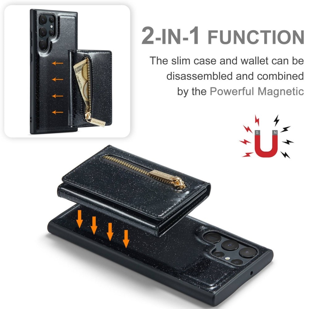 Magnetic Card Slot Case Samsung Galaxy S23 Ultra Glitter sort