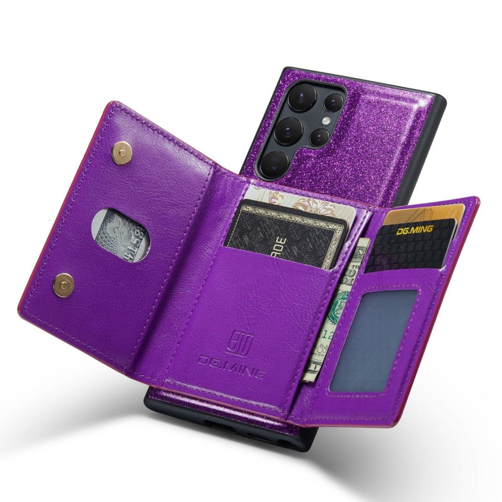 Magnetic Card Slot Case Samsung Galaxy S23 Ultra Glitter lila