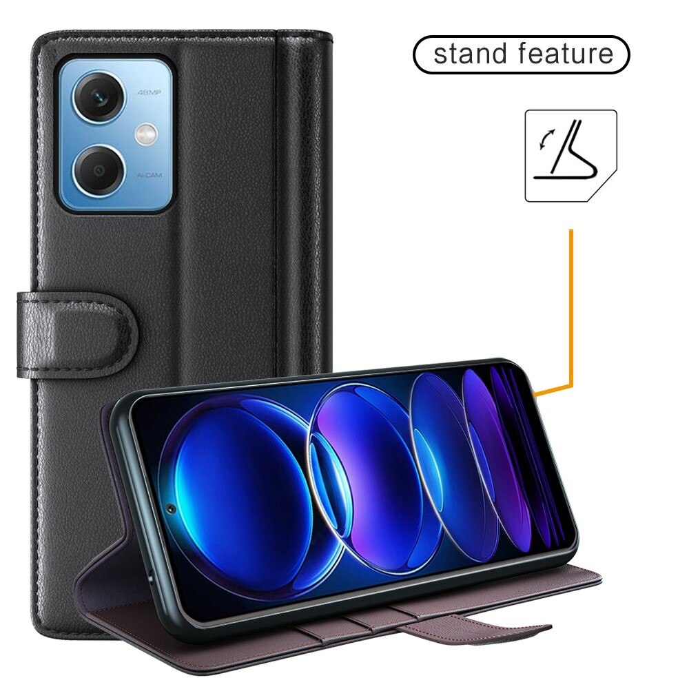 Ægte Læderetui Xiaomi Redmi Note 12 Sort