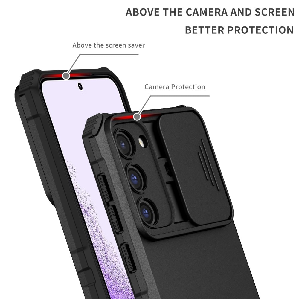 Samsung Galaxy S23 Kickstand Cover kamerabeskyttelse sort