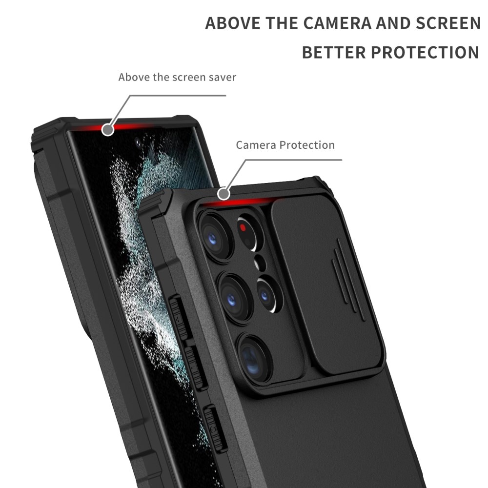 Samsung Galaxy S23 Ultra Kickstand Cover kamerabeskyttelse sort
