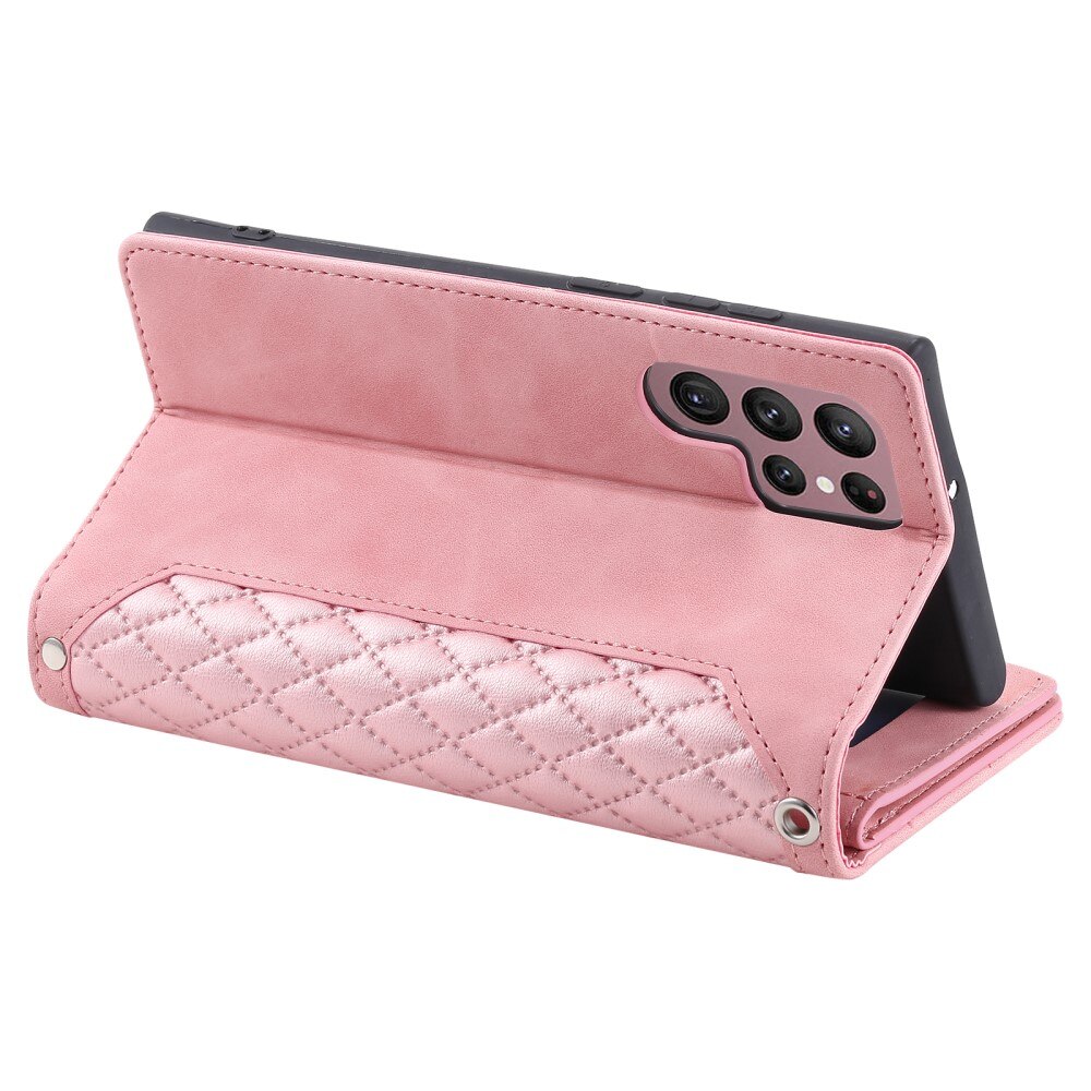 Pung Taske Samsung Galaxy S23 Ultra Quilted Lyserød
