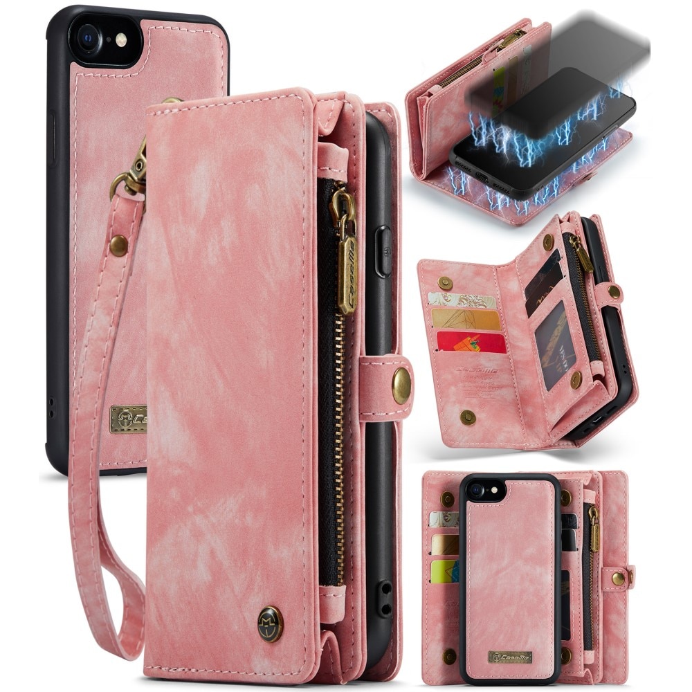 Multi-slot Mobiltaske iPhone 7/8/SE lyserød