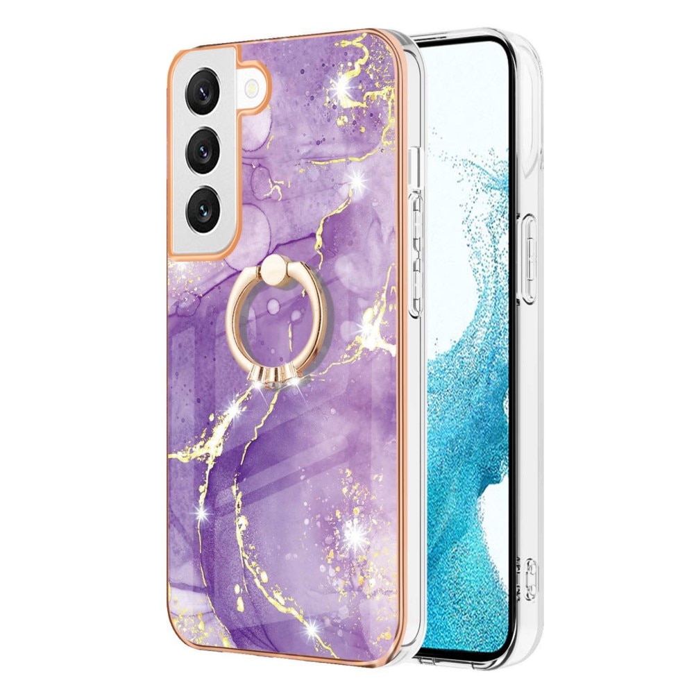 TPU Cover Finger Ring Kickstand Samsung Galaxy S23 lila marmor