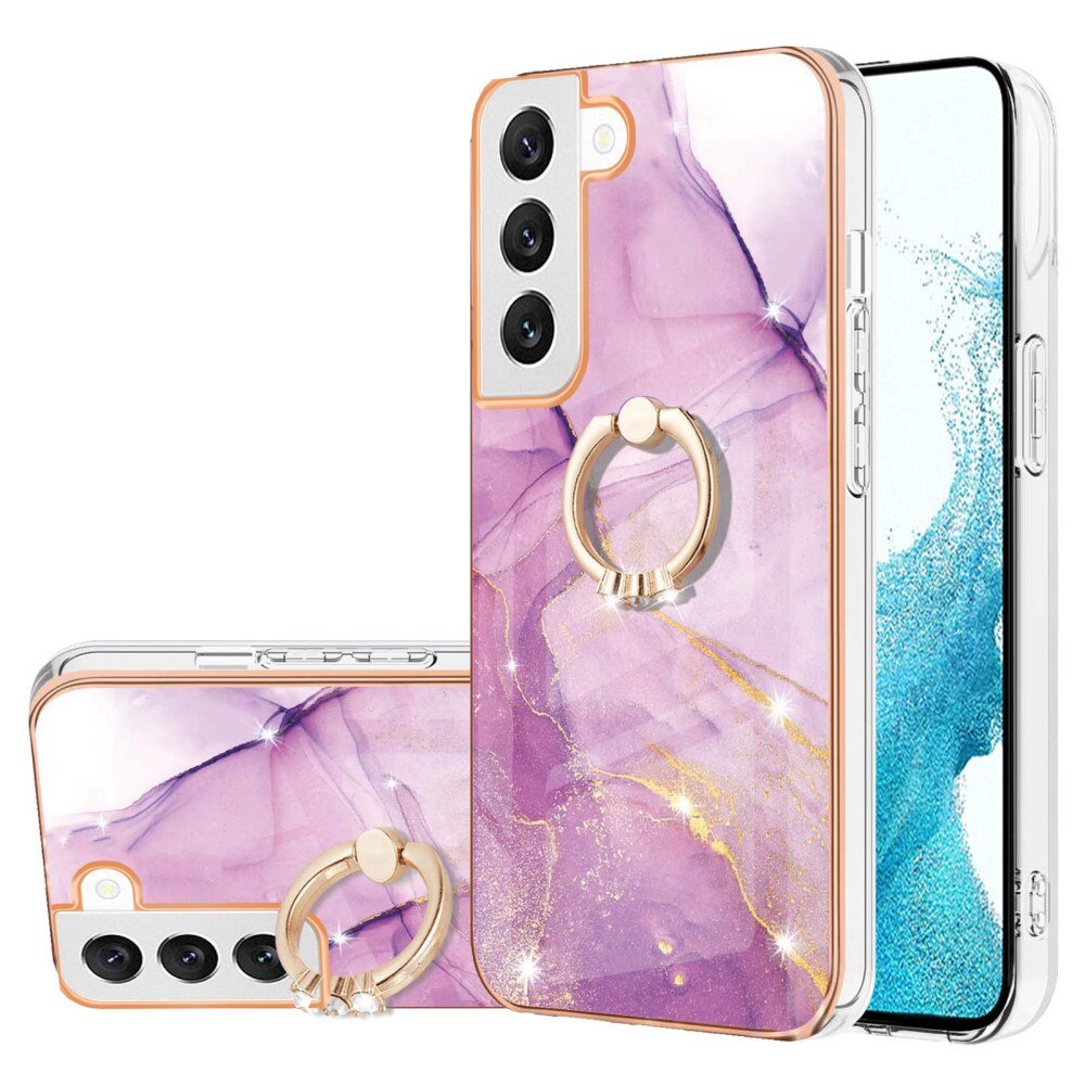 TPU Cover Finger Ring Kickstand Samsung Galaxy S23 lyserød marmor