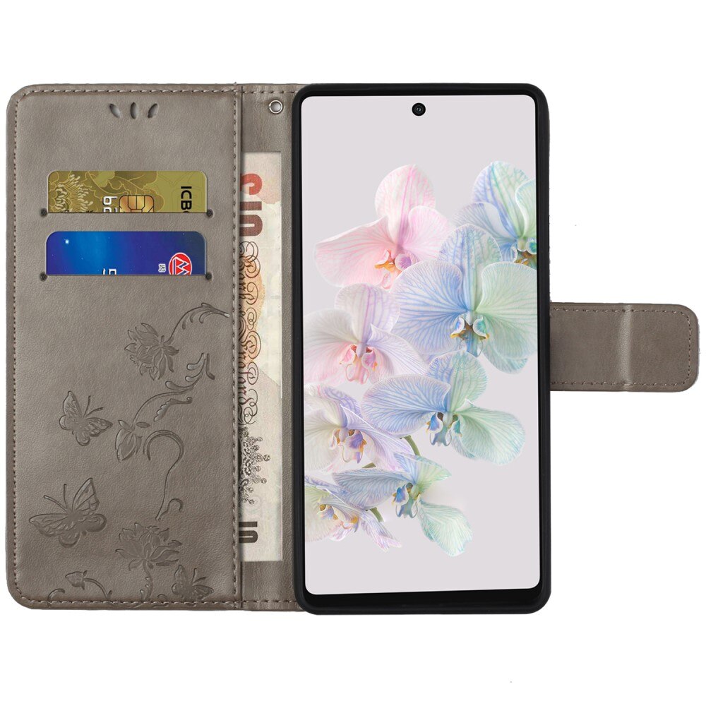 Læderetui Sommerfugle Google Pixel 7a Grå