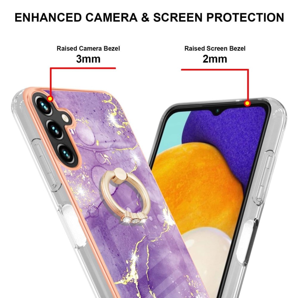 TPU Cover Finger Ring Kickstand Samsung Galaxy A34 lila marmor