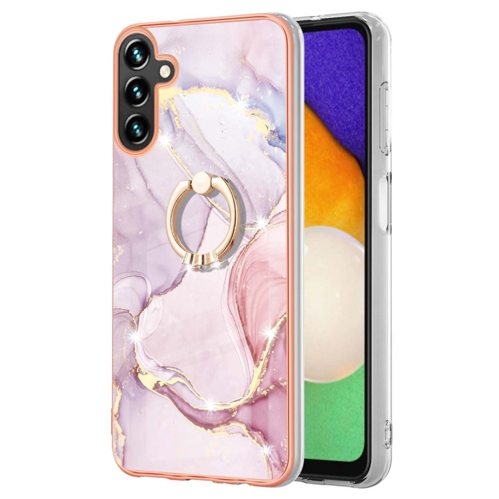 TPU Cover Finger Ring Kickstand Samsung Galaxy A34 lyserød marmor