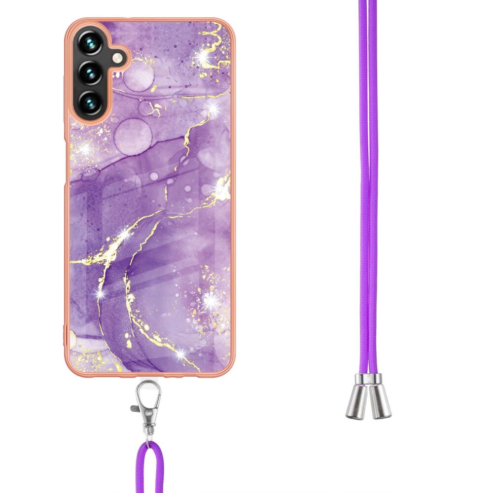 Cover halskæde strop Samsung Galaxy A54 lila marmor