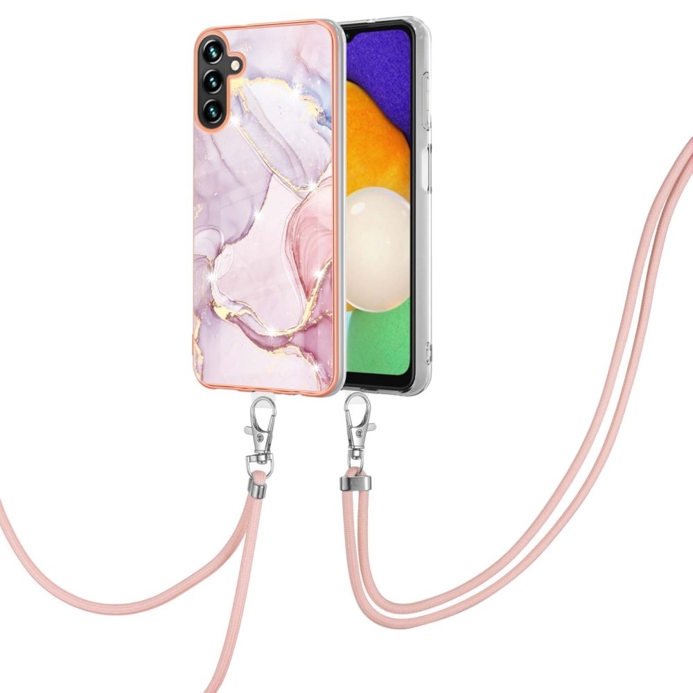 Cover halskæde strop Samsung Galaxy A54 lyserød marmor