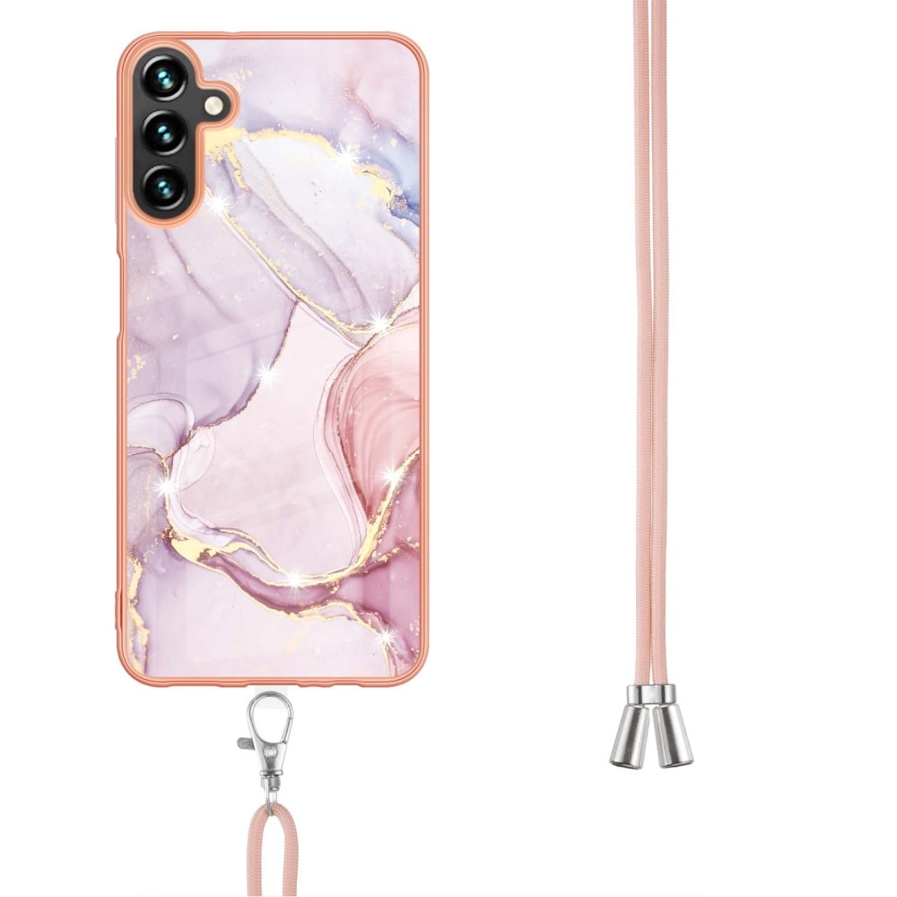 Cover halskæde strop Samsung Galaxy A54 lyserød marmor