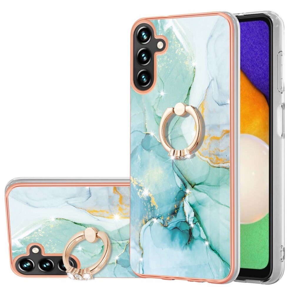 TPU Cover Finger Ring Kickstand Samsung Galaxy A54 grøn marmor