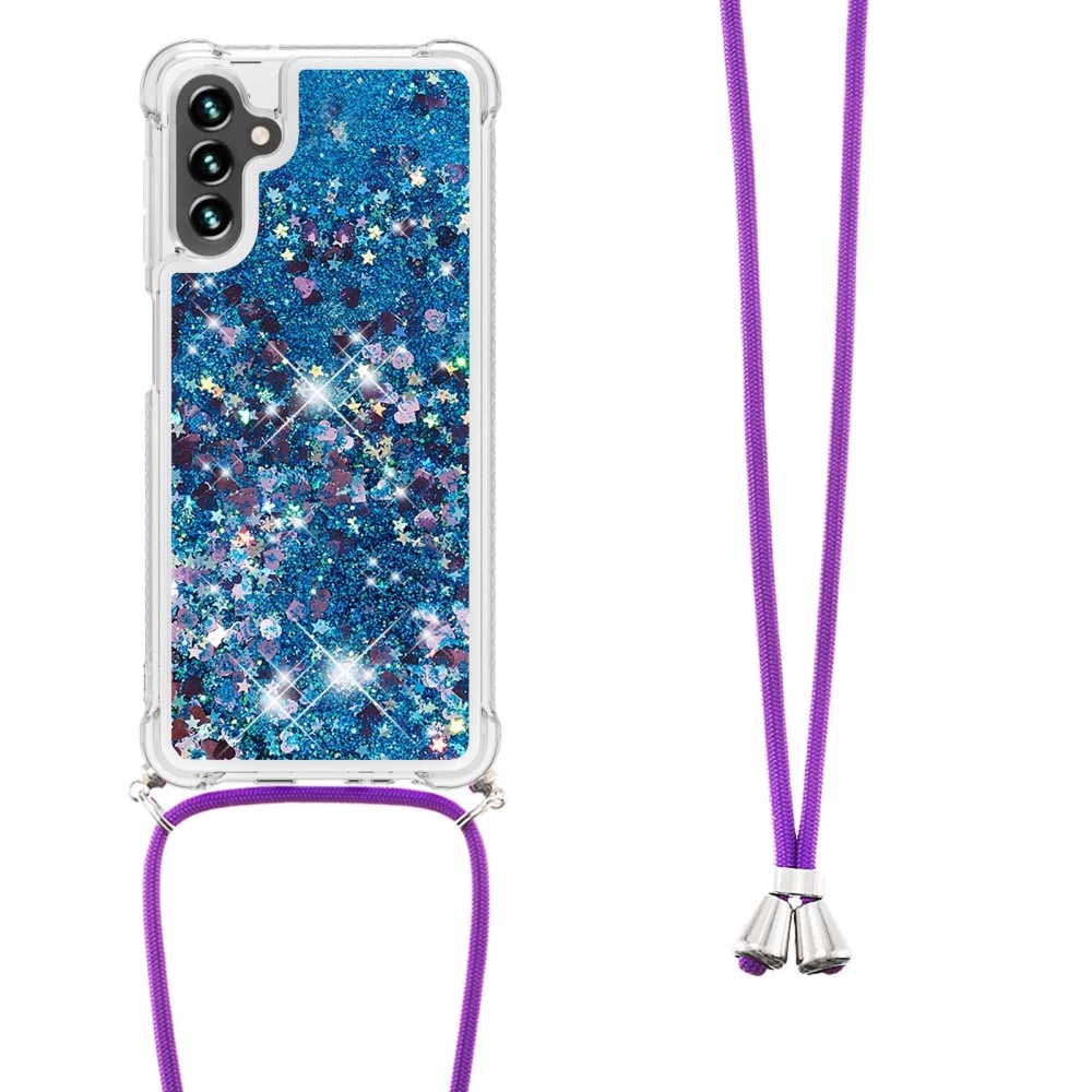 Glitter Powder TPU Cover halskæde strop Samsung Galaxy A54 blå