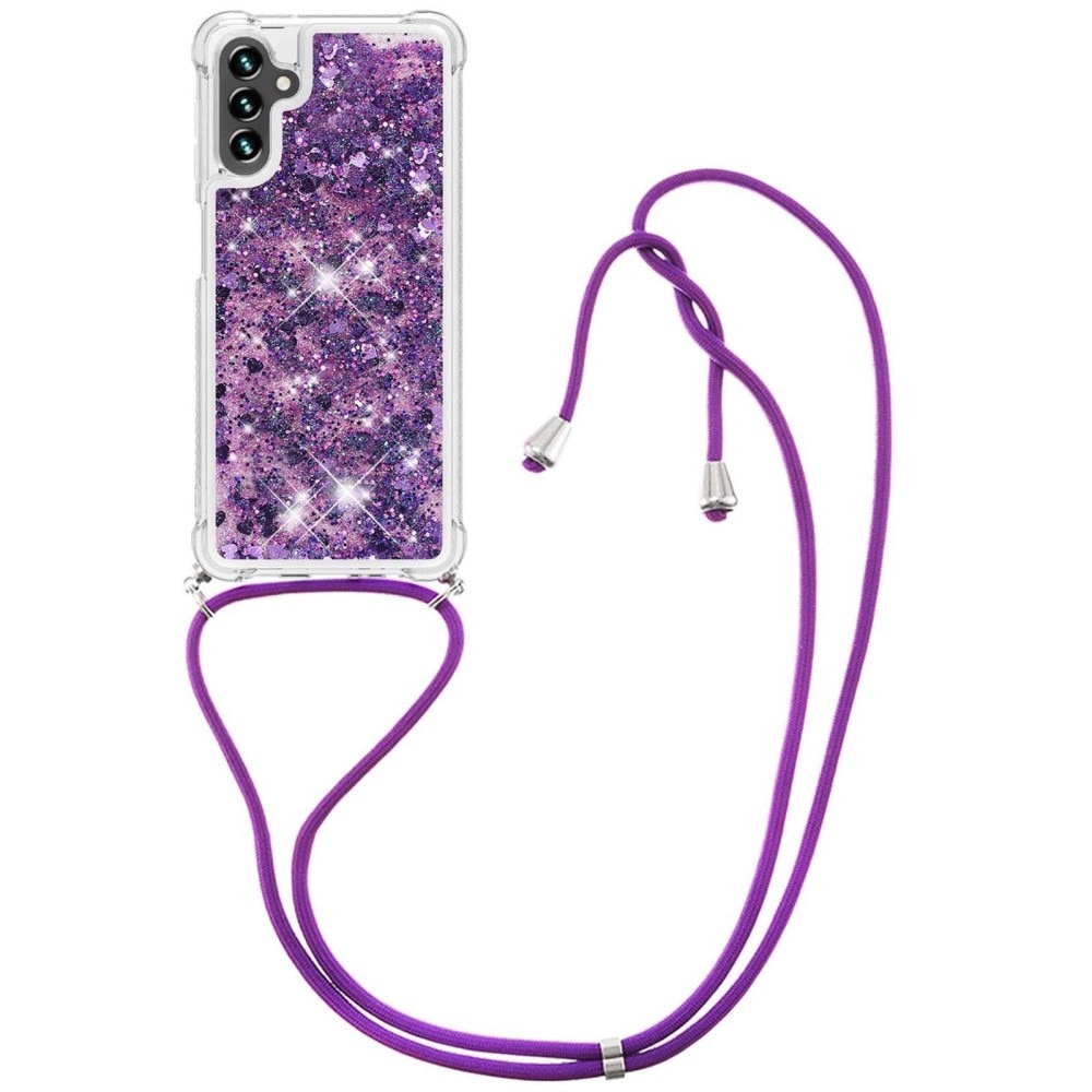 Glitter Powder TPU Cover halskæde strop Samsung Galaxy A54 lila