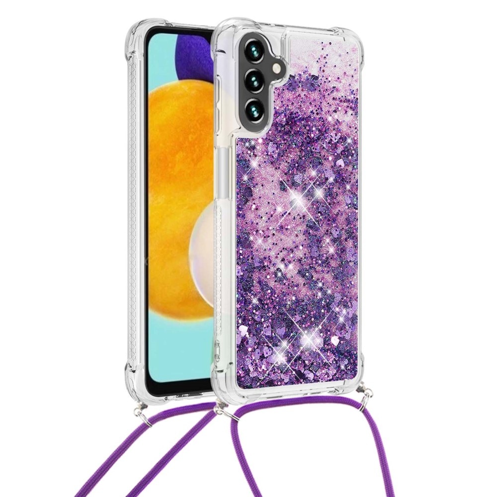 Glitter Powder TPU Cover halskæde strop Samsung Galaxy A54 lila
