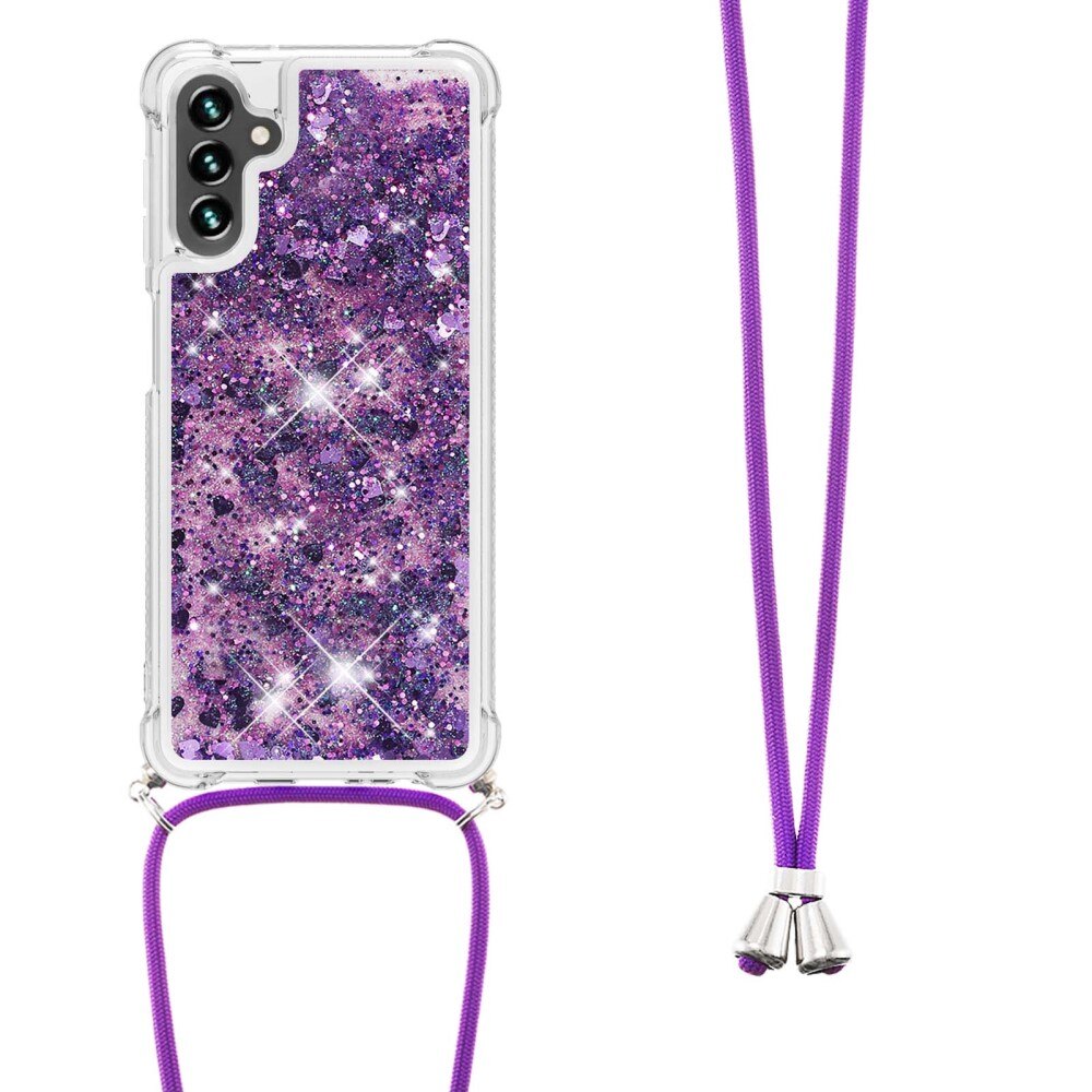 Glitter Powder TPU Cover halskæde strop Samsung Galaxy A54 lila