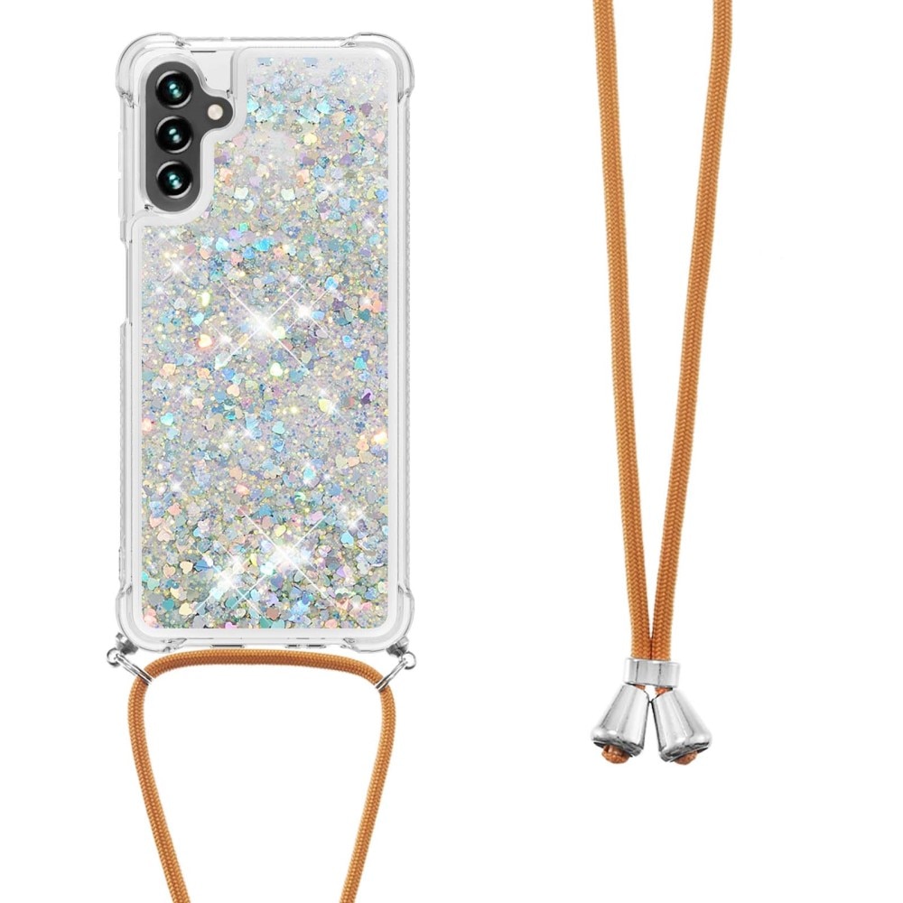 Glitter Powder TPU Cover halskæde strop Samsung Galaxy A54 sølv