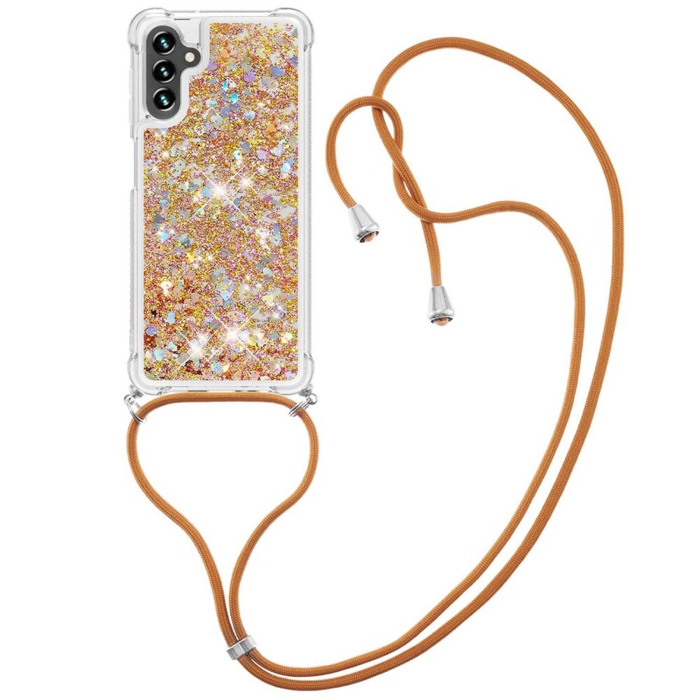 Glitter Powder TPU Cover halskæde strop Samsung Galaxy A54 guld