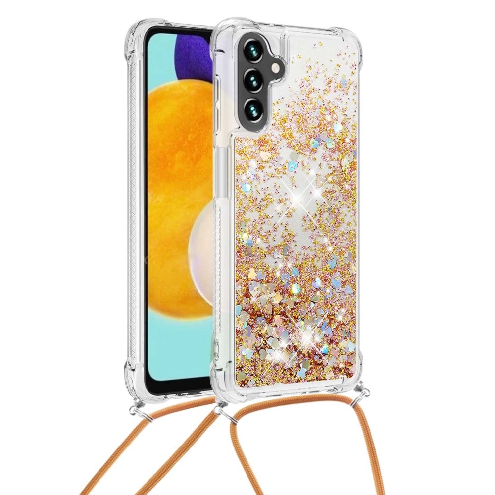 Glitter Powder TPU Cover halskæde strop Samsung Galaxy A54 guld