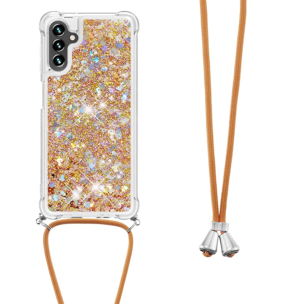 Glitter Powder TPU Cover halskæde strop Samsung Galaxy A54 guld