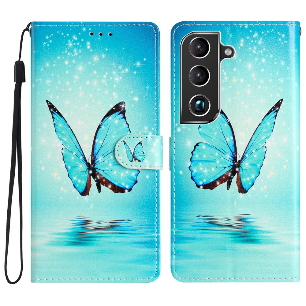 Mobiltaske Samsung Galaxy S22 blå sommerfugle