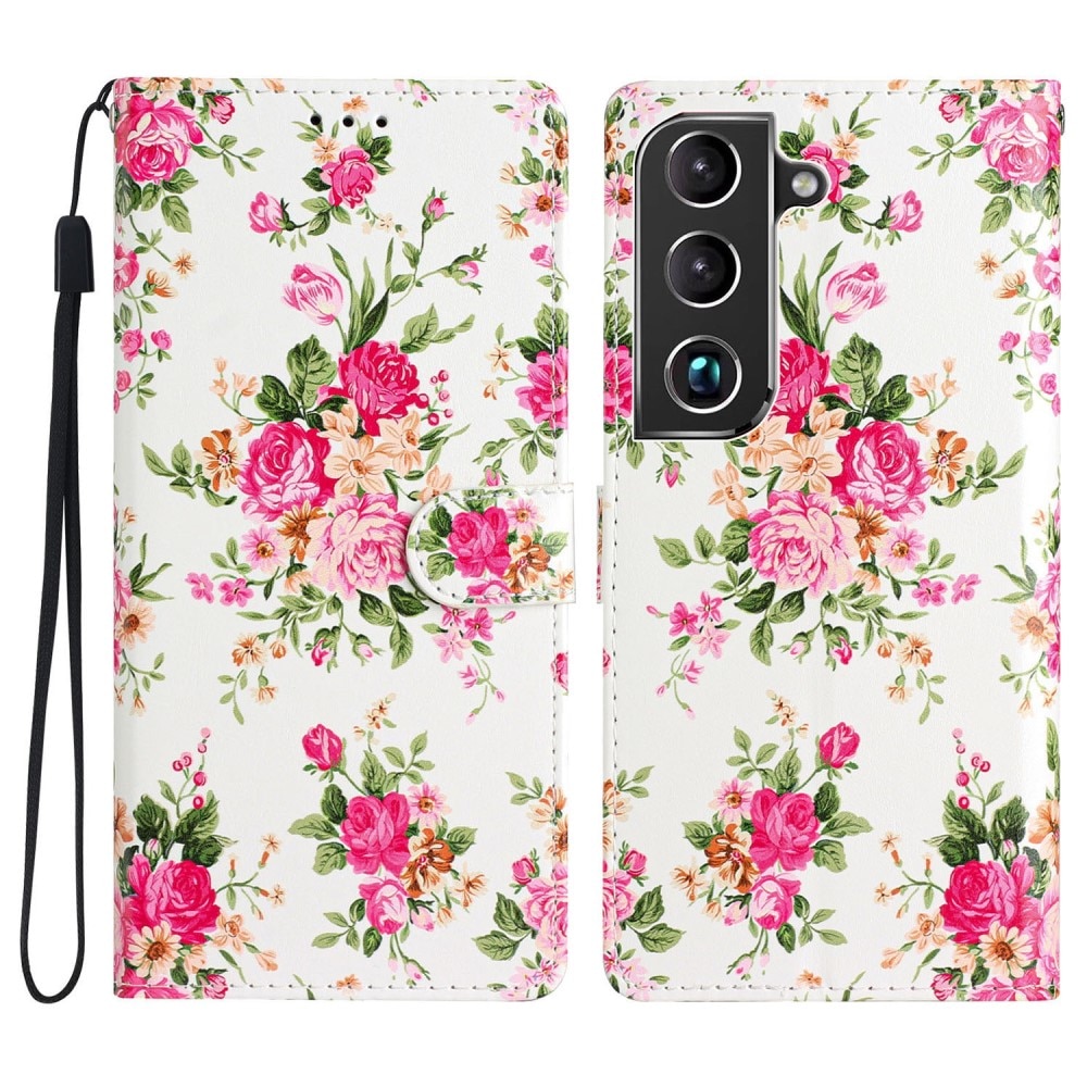 Mobiltaske Samsung Galaxy S22 lyserøde blomster