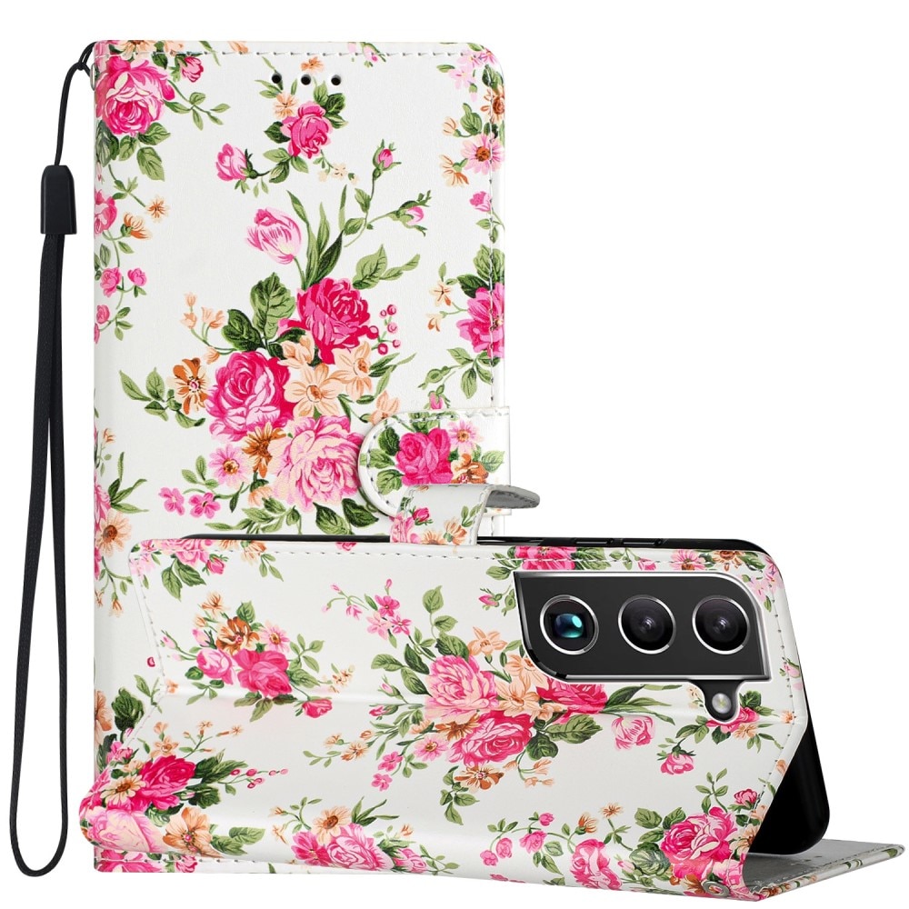 Mobiltaske Samsung Galaxy S22 lyserøde blomster
