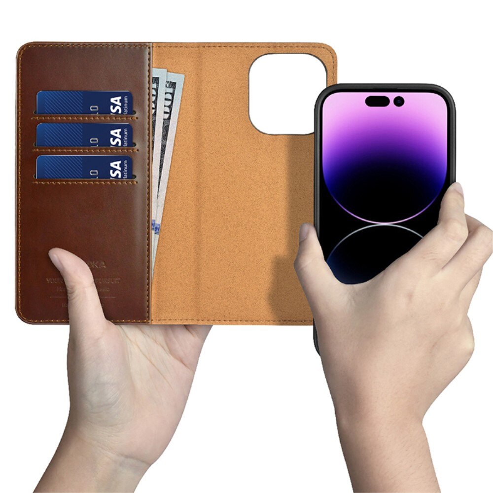 Magnetisk Wallet iPhone 14 Pro brun