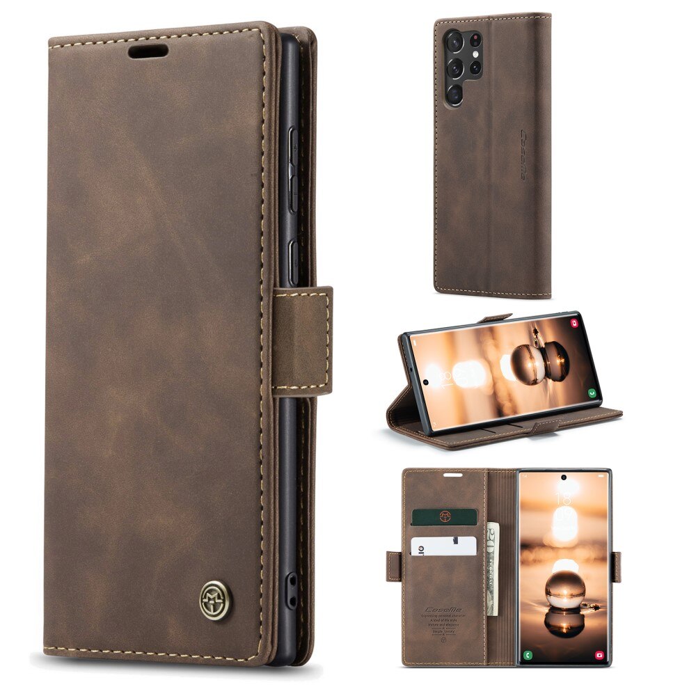 Slim Pung Etui Samsung Galaxy S23 Ultra Brun
