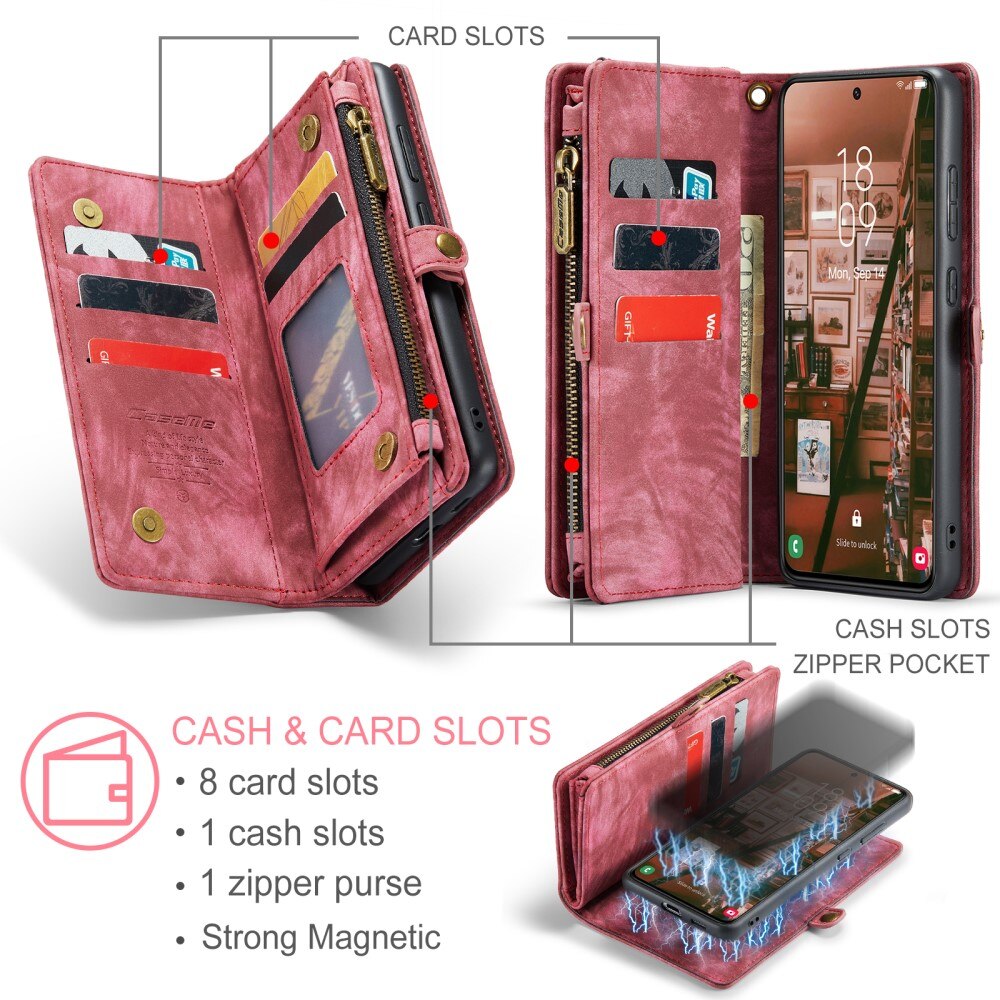 Multi-slot Mobiltaske Samsung Galaxy S23 Plus Rød